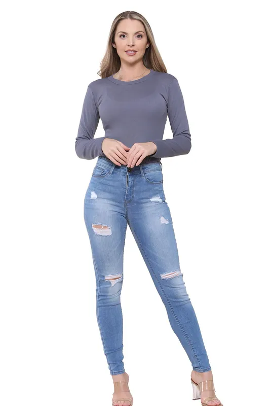 Enzo Womens Skinny Stretch Denim Jeans