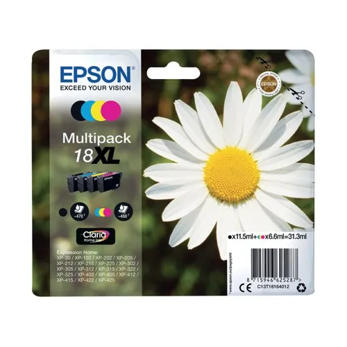Epson 18XL Daisy Claria Home Ink Cartridge High Yield Cmyk Multipack C13T18164012