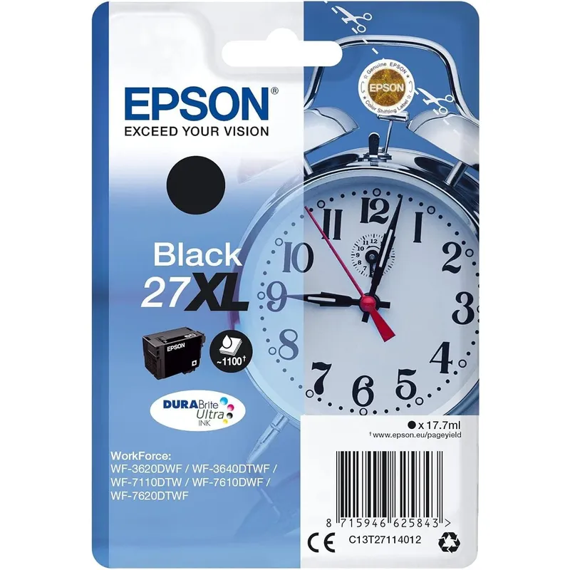 Epson Alarm Clock 27XL Black Ink Cartridge, Black