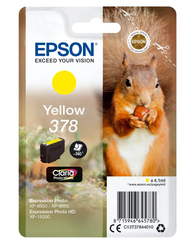 Original Epson 378 Yellow Ink Cartridge