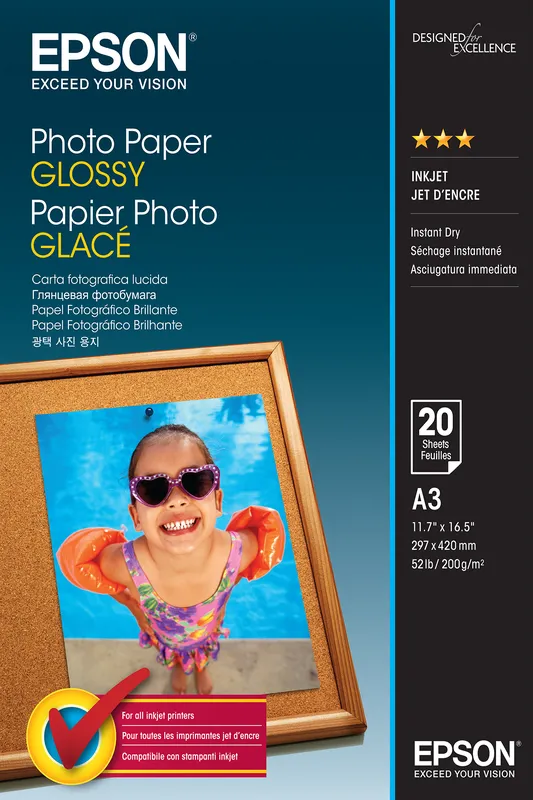 Original Epson (A3) Glossy Photo Paper 20 sheets