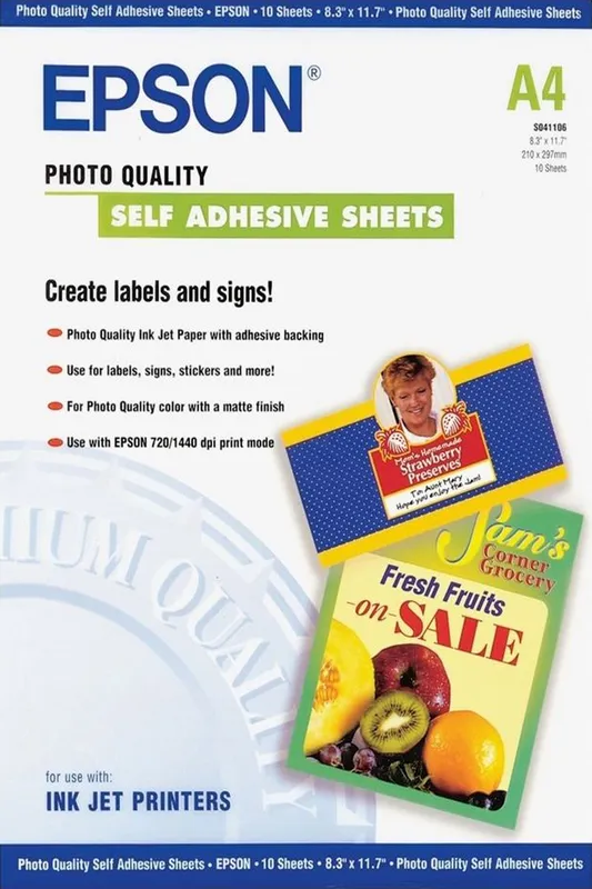 Original Epson Photo Self Adhesive Sheets A4 167gsm (10sh)