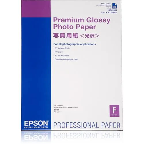 Original Epson Premium Glossy Photo Paper A2 255gsm (25sh)
