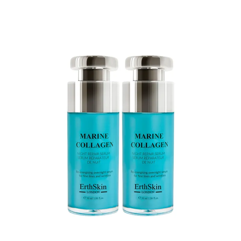 Erth Skin London 2x Marine Collagen Night Repair Serum 30ml in White - White