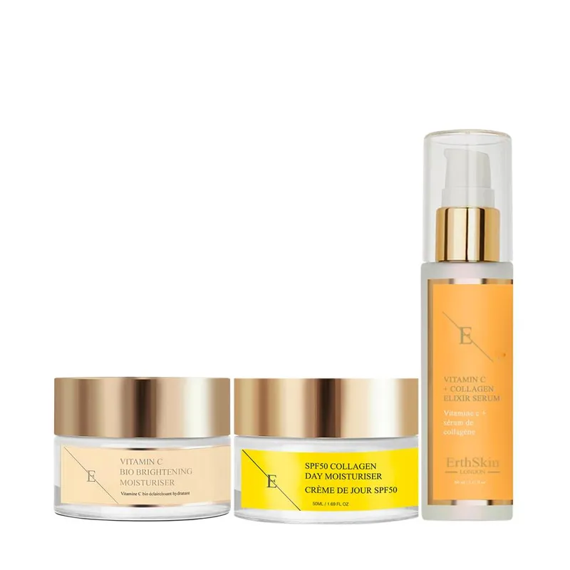 Erth Skin London Spf Glow & Collagen Boost Anti-Aging Set in White - White