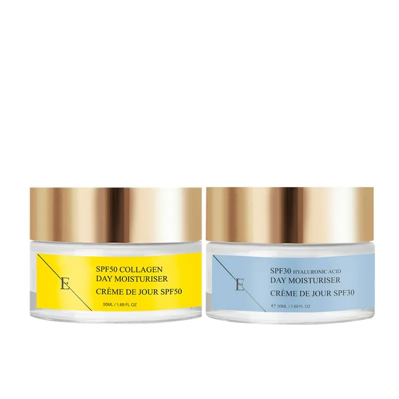Erth Skin London Daily Defense Duo Spf 30 Hyaluronic Acid Day Cream 50ml + Spf 50 Collagen Day Cream 50ml in White - White