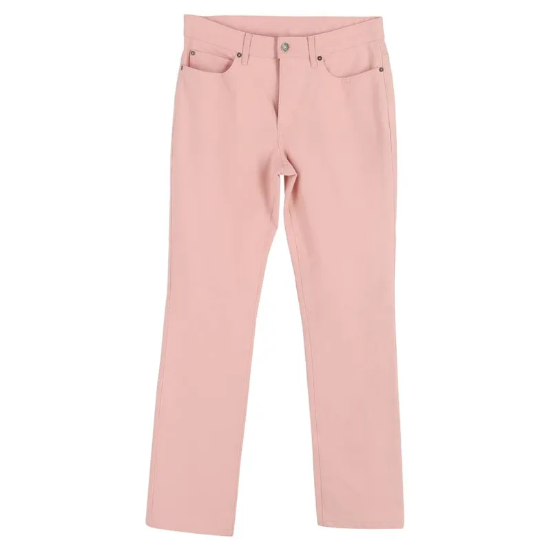 Escada Women's Preloved Straight-Leg Jeans in Pink Cotton Denim Size: 36 - Pink