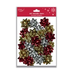 Eurowrap x40 Traditional Metallic Bows Red/Gold/Silver (Pack of 12)