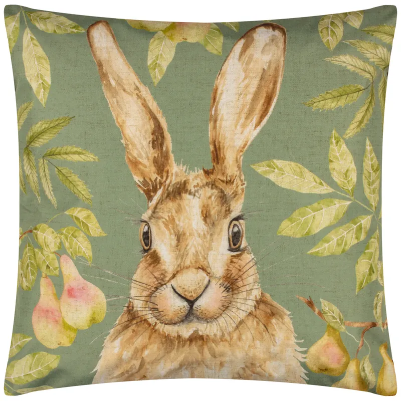 Evans Lichfield Grove Hare Outdoor Cushion - Olive - One Size