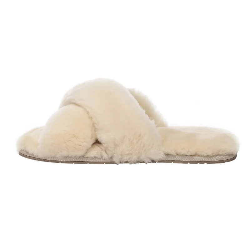Ever Au Womens Women Dove Crossover Slides - Cream Sheepskin - Size Eu 41