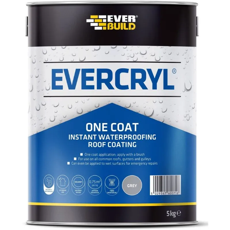 Everbuild - EVCRYL5GY evercryl One Coat Grey 5kg EVBEVCRYL5GR