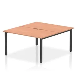 Evolve Plus 1400mm B2B 2 Person Bench Desk Beech Top Black Frame