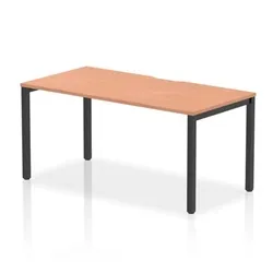 Evolve Plus 1600mm Single Starter Bench Desk Beech Top Black Frame