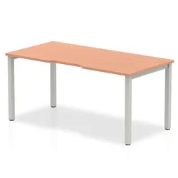 Evolve Single Silver Frame Bench Desk 1400 Beech - BE133