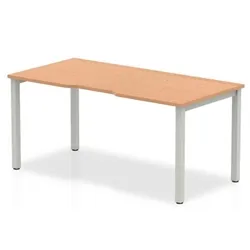 Evolve Single Silver Frame Bench Desk 1400 Oak - BE135