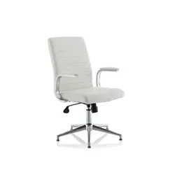 Ezra Executive White Leather Chair With Glides