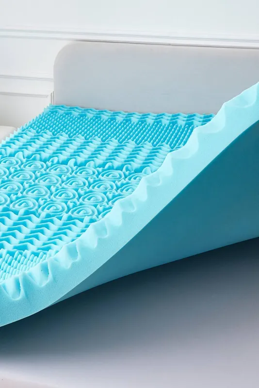 Ezysleep Unisex 10cm Cooling 7 Zone Memory Foam Mattress Topper in Blue Size: Double Blue Double female