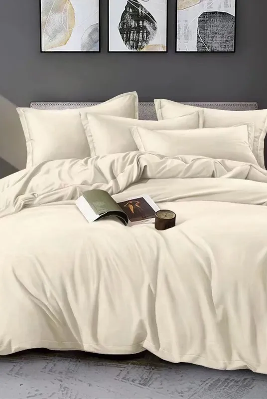 Ezysleep Beige Marl Printed Duvet Set in Natural Size: Single Natural Single