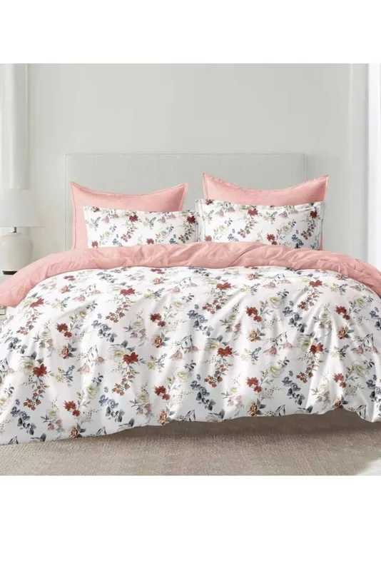 Ezysleep Unisex Fleur Floral Printed Duvet Set in Pink Size: Double Pink Double female