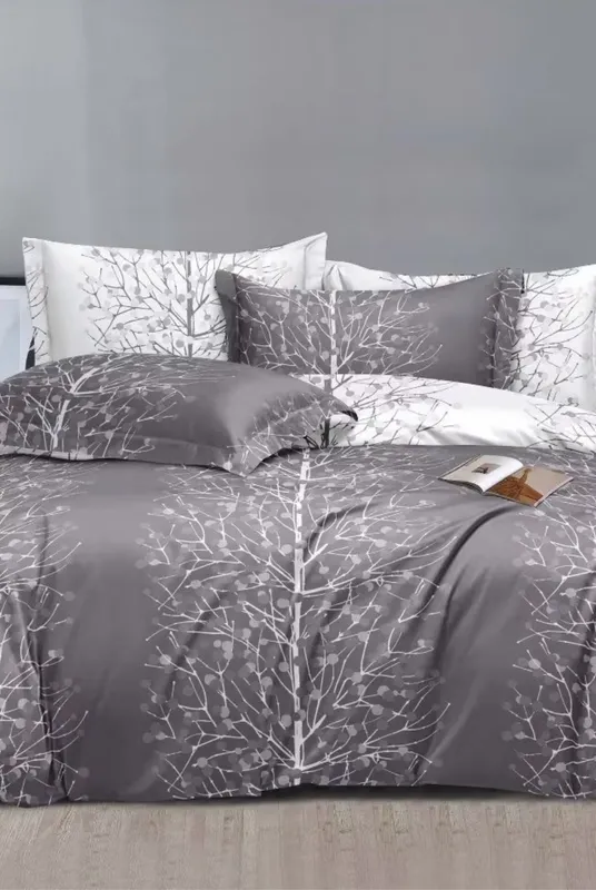 Ezysleep Grey Nature Printed Duvet Set Size: King - Grey