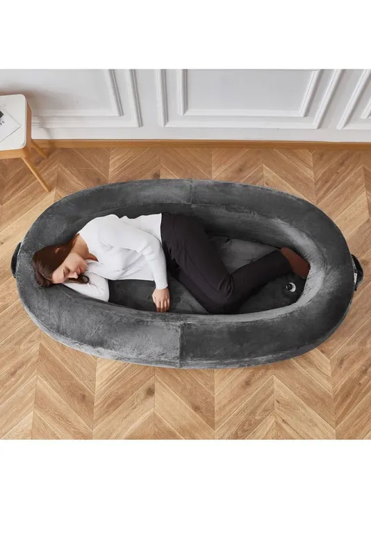 Ezysleep Inflatable Adult Human Pet Bed in Grey - Grey