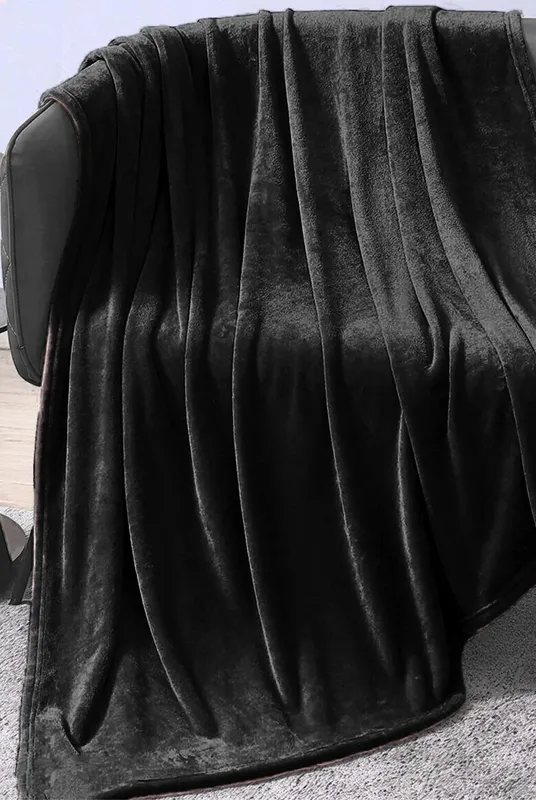 Ezysleep Large Faux Mink Super Soft Throw in Black Size: 140 cm x 200 cm Black 140 cm x 200 cm