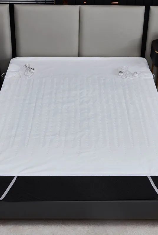 Ezysleep Premium Fleece Top Dual Control Heated Electric Blanket in White Size: King - White