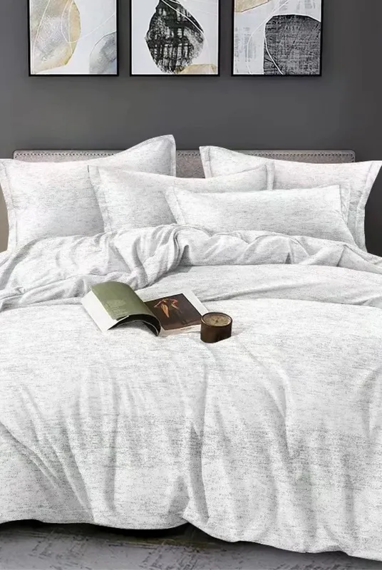 Ezysleep Silver Marl Printed Duvet Set Size: Single - Silver - Size: Single