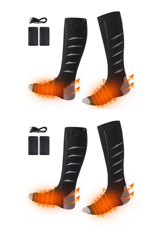 Ezysleep Unisex 2 Pairs of Rechargeable Heated Socks in Grey Grey One Size female