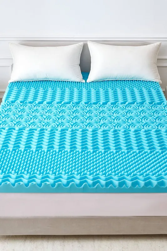 Ezysleep 5cm Cooling 7 Zone Memory Foam Mattress Topper in Blue Size: Small Double Blue Small Double
