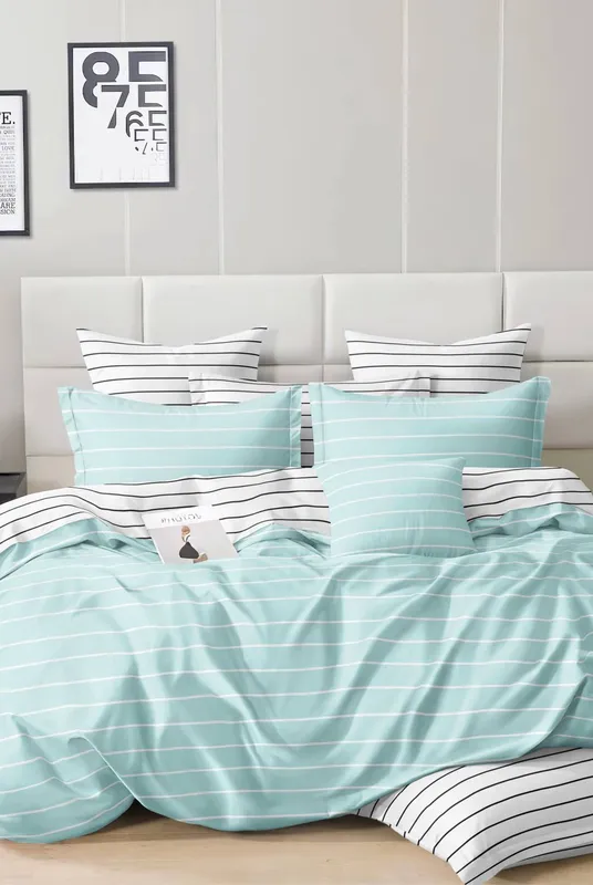 Ezysleep Aqua Stripe Printed Duvet Set Size: King Aqua