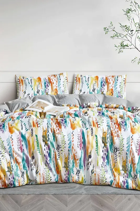 Ezysleep Elodie Floral Printed Duvet Set Size: Double - Multicolor