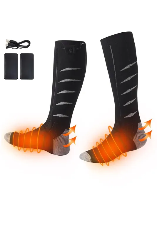 Ezysleep Unisex Rechargeable Heated Socks in Grey - Grey