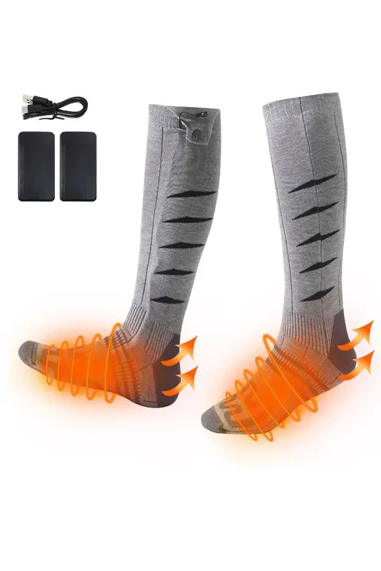 Ezysleep Unisex Rechargeable Heated Socks in Silver Silver One Size female