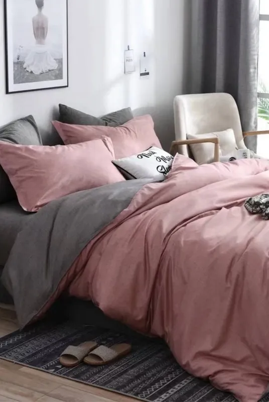 Ezysleep Unisex Reversible Pink Printed Duvet Set Size: Double Pink Double female