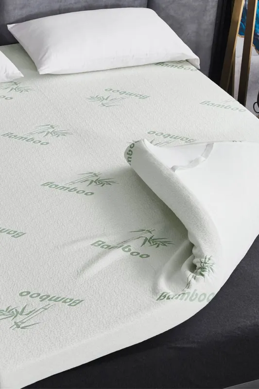 Ezysleep Super Soft Bamboo Memory Foam Mattress Topper 2 Inch in White Size: Single - White - Size: Single