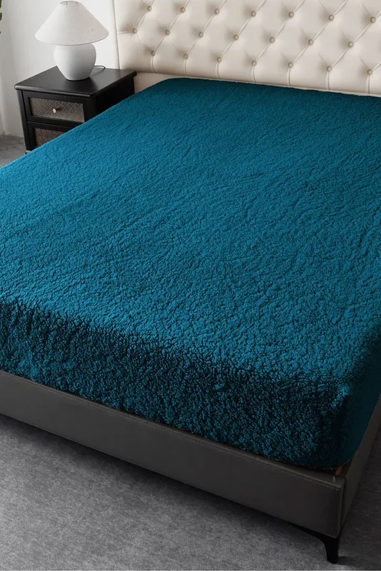Ezysleep Winter Warm Soft Teddy Fleece Fitted Sheet in Teal Size: King Teal King