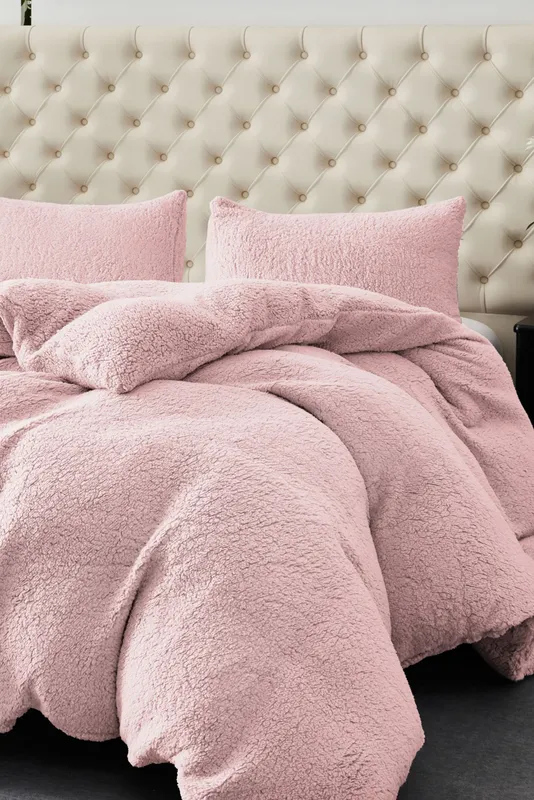 Ezysleep Winter Warm Soft Teddy Fleece Duvet Set in Pink Size: King Pink King