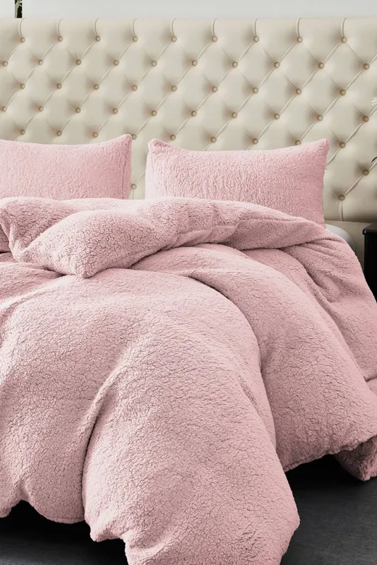 Ezysleep Winter Warm Soft Teddy Fleece Duvet Set in Pink Size: Single Pink Single