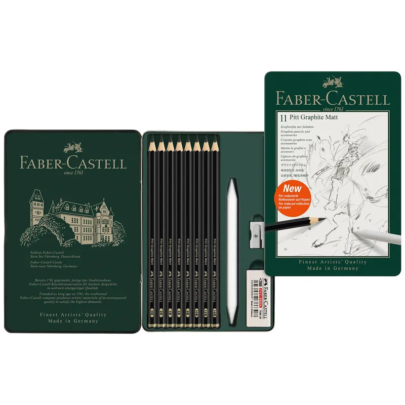 Faber Castell Pitt Graphite Matt Pencils Tin - Set of 11