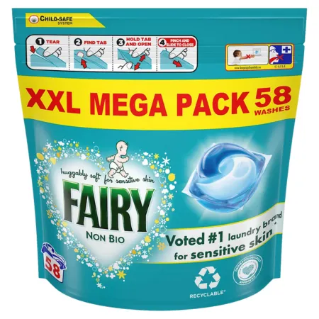 Fairy Non Bio Sensitive Skin Laundry Pods – 58 pcs
