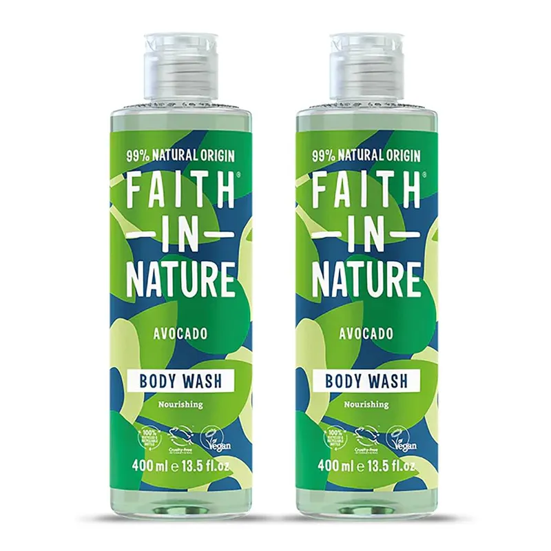 Faith in Nature Nourishing Avocado Body Wash - 2 x 400ml in Pale Green - Pale Green