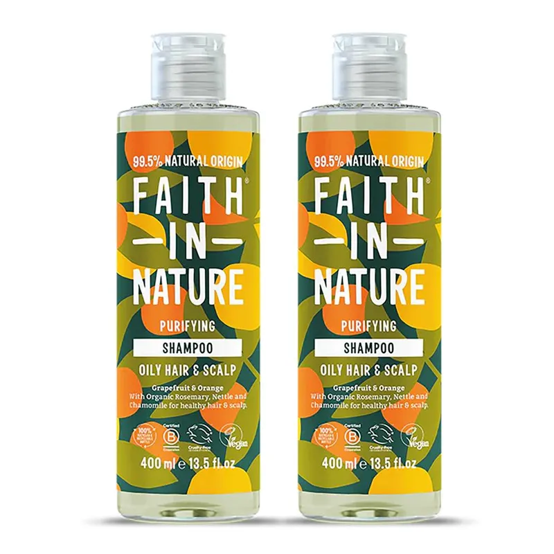 Faith in Nature Invigorating Grapefruit & Orange Shampoo Normal/Oily Hair - 2 x 400ml in Pale Orange - Pale Orange