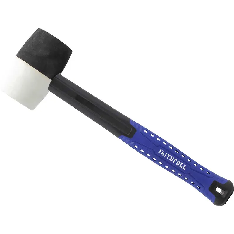 Faithfull - Black & White Fibreglass Rubber Mallet Hammer 16oz FAIRMBWF16