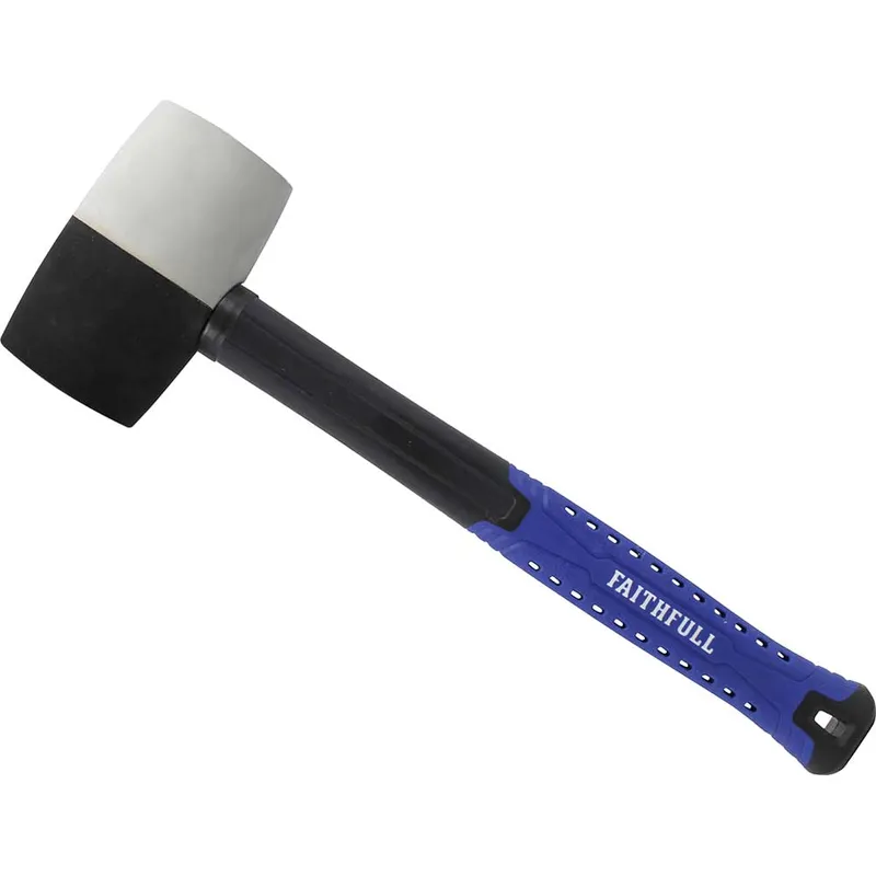 Faithfull - Black & White Fibreglass Rubber Mallet Hammer 24oz FAIRMBWF24