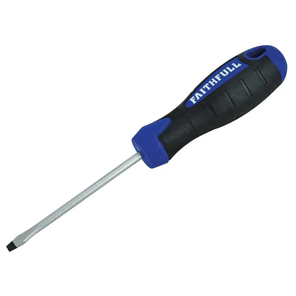 Faithfull Soft Grip Flared Slotted Tip Screwdriver 10mm 200mm