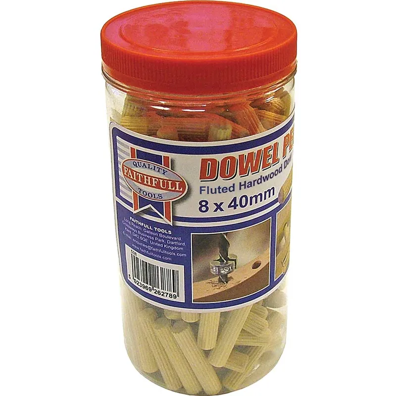 Faithfull Fluted Wood Dowels 8mm 40mm Pack of 150