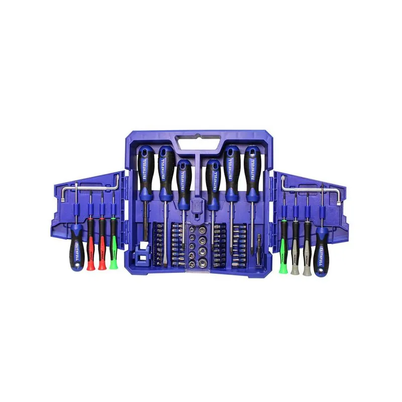 Faithfull Fold Out Screwdriver & Bit Set, 63 Piece in Blue Blue