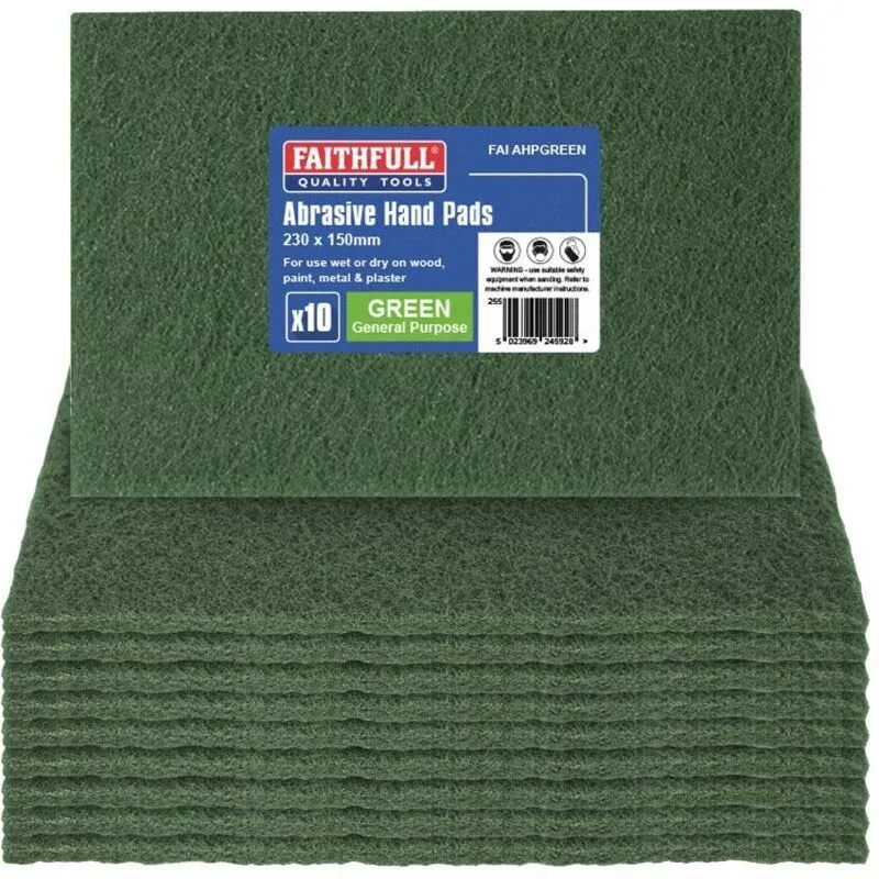 Faithfull - Hand Pad Green General Purpose 230 x 150mm (10) faiahpgreen