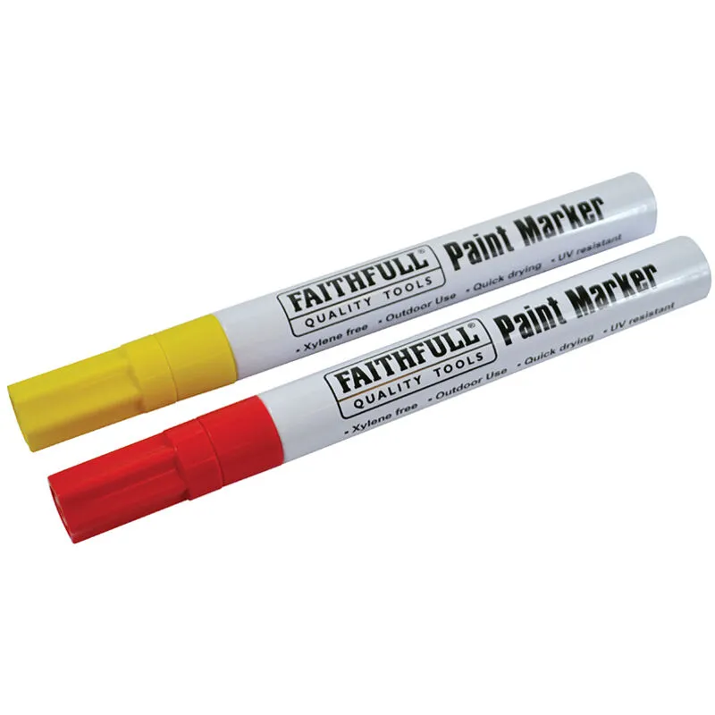 Faithfull - Paint Marker Pen Yellow & Red (Pack 2) faipmyelred